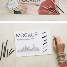 Artist concept composition with paper mock-up Free Download