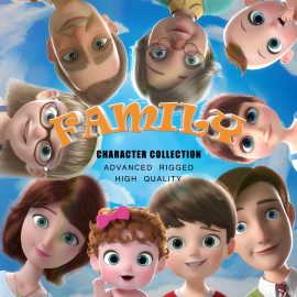 Cartoon Family Rigged V5 3D model Free Download