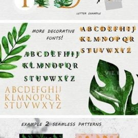 Watercolor Clipart with Tropical Leaves 5545797 Free Download