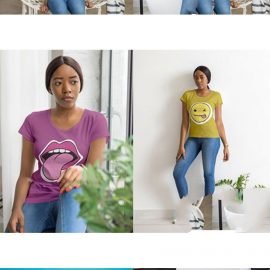 CreativeMarket African Girl T-Shirt Mock-Up Set 3908005 Free Download