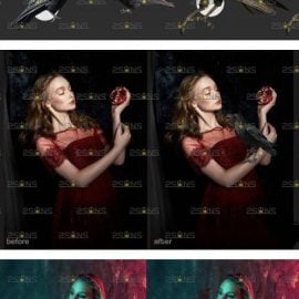 DesignBundles 50 Halloween overlay Photoshop overlay Realistic raven Free Download