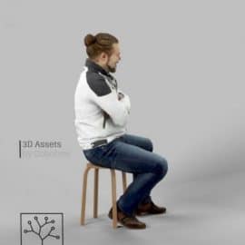 Kamil Casual Sitting Man In Jacket And Jeans Arms Crossed VR / AR / low-poly 3d model Free Download