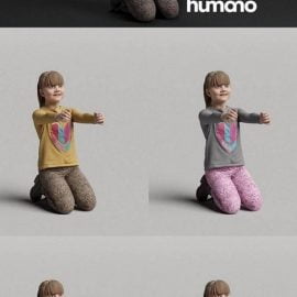 Kneeling girl with outstretched arms 0510 3D Model Free Download