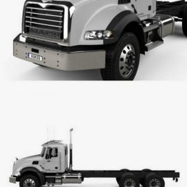 Mack Granite Chassis Truck 3axle 2002 3D Model Free Download