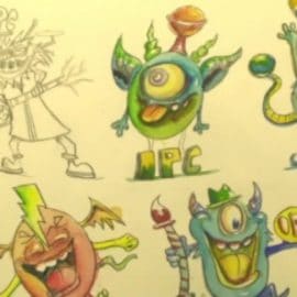 Watercolor Doodle Creatures while Practicing Drawing Skills