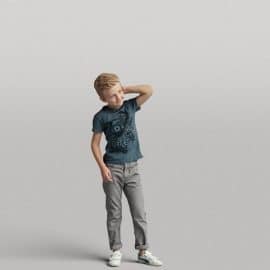 Humano Standing boy with hand behind his head 0505 3D model Free Download