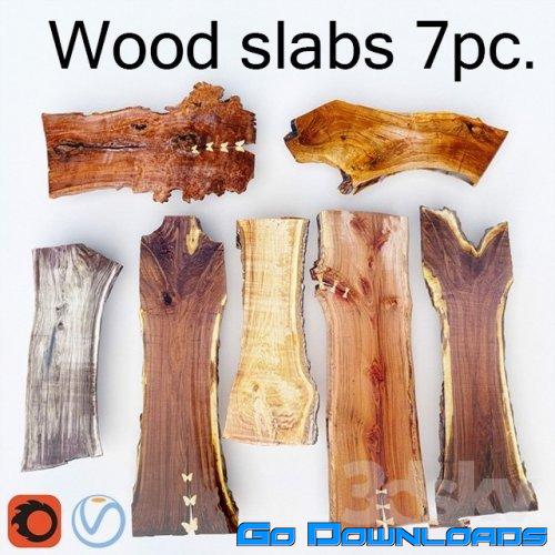 Wood Slab | Wooden slab 7pcs 3d model Free Download