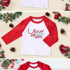 4 Christmas Red Baby Shirt Mock Up 6919255