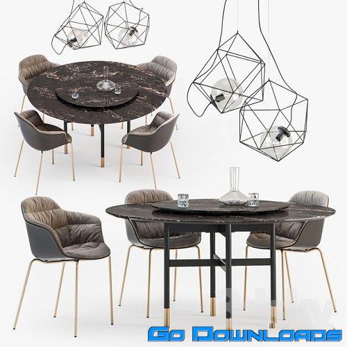 Bontempi Glamor table Mood chair set 3D Model Free Download