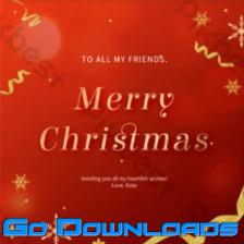 Christmas social media post with red snowflake ribbon Template PSD