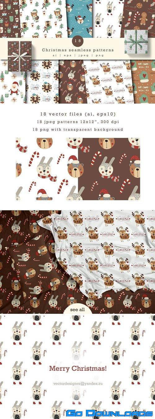 CreativeMarket Christmas seamless pattern set 5648919 Free Download