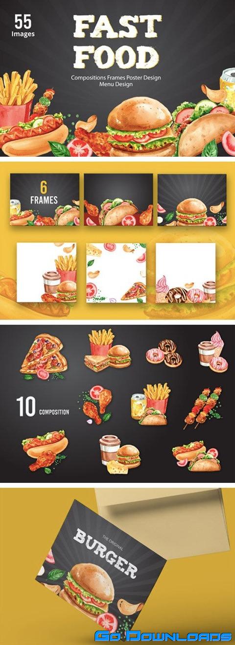 Fastfood Watercolor Illustrarion Set 7190028 Free Download