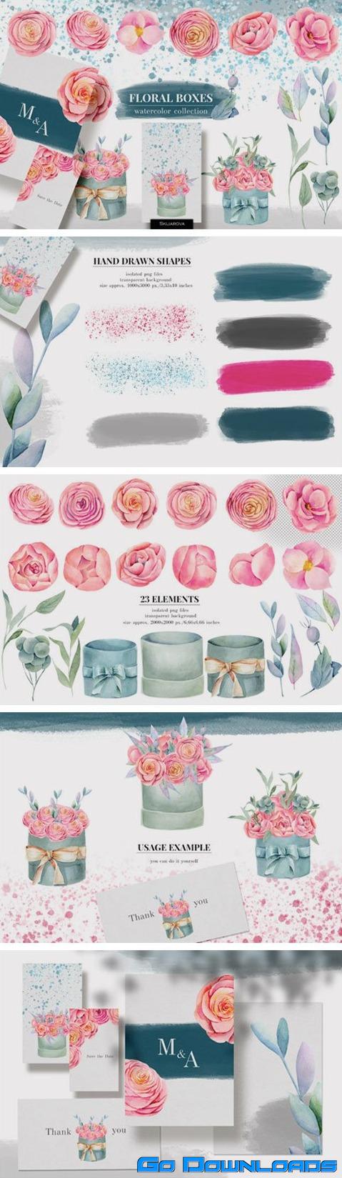 Floral Boxes Watercolor Floral Elements 7063803 Free Download