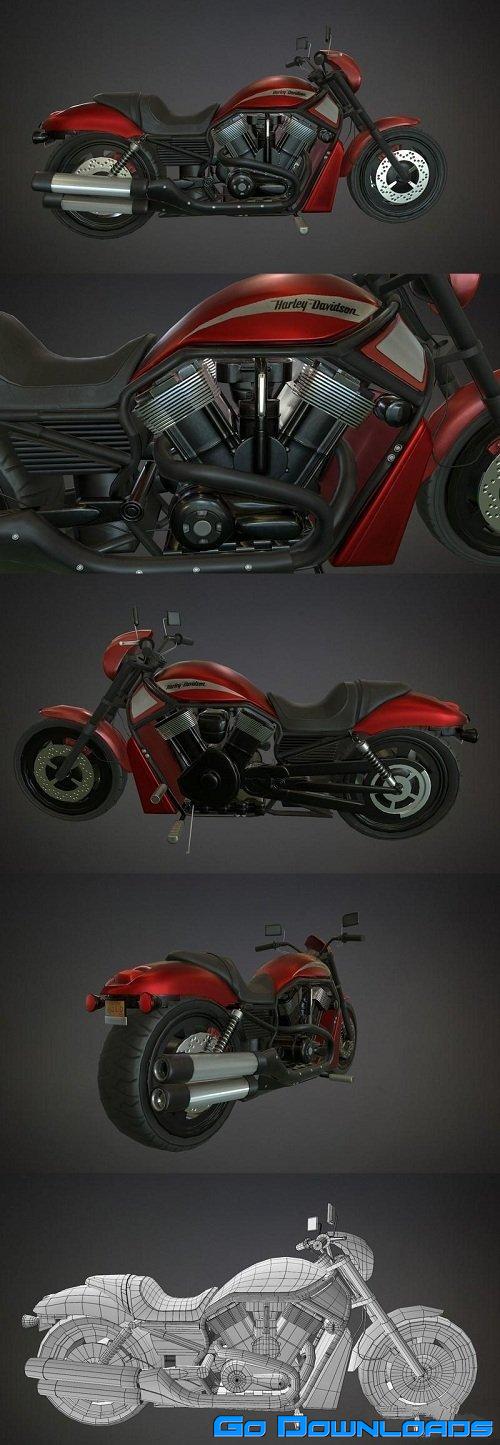 Harley Davidson Low Poly 3D Model Free Download