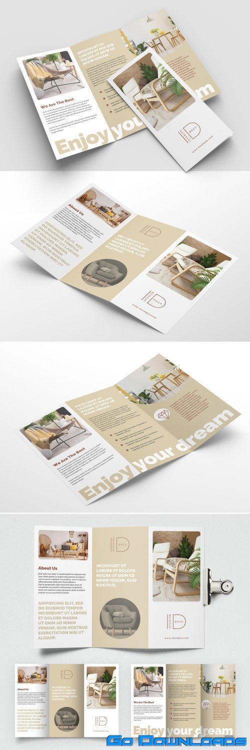 Interior Trifold Brochure Layout with Beige Accents 393394377