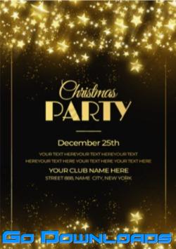 Luxury gold frame lighting effect christmas day poster Template PSD