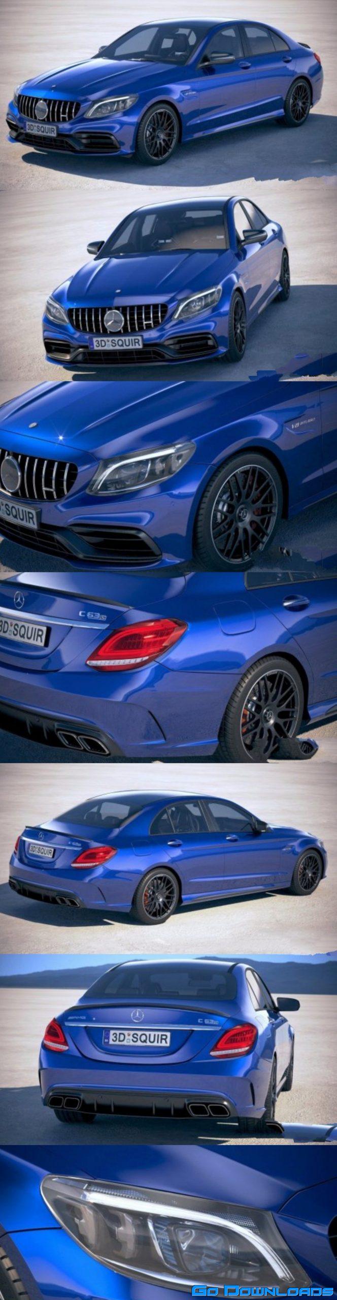 Mercedes C63 S AMG sedan 2019 3D model Free Download