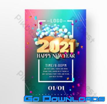 Modern colorful 2021 new year celebration promotion template design Template PSD