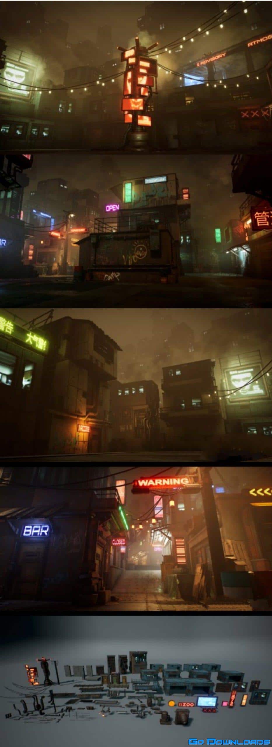 Modular CyberPunk City Asset Pack Free Download