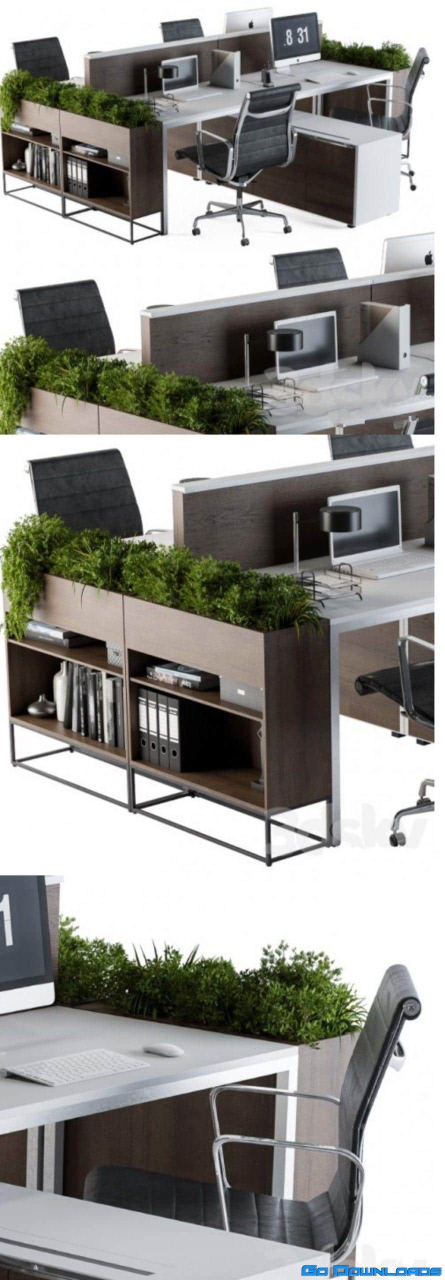 Office Furniture Flower Box 03 Free Download