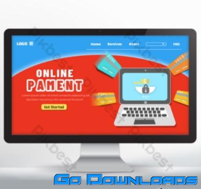 Online secure payment landing page design notebook credit card use Template PSD