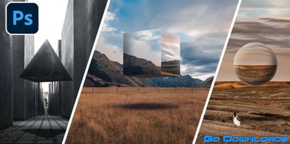 Photoshop Compositing: Floating Metal Shapes