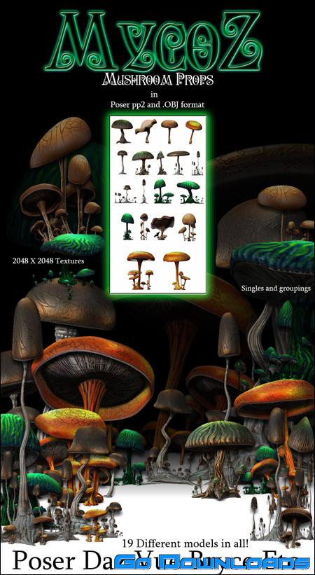 Renderosity Myco-Z Mushrooms for Vue Vuegen Free Download