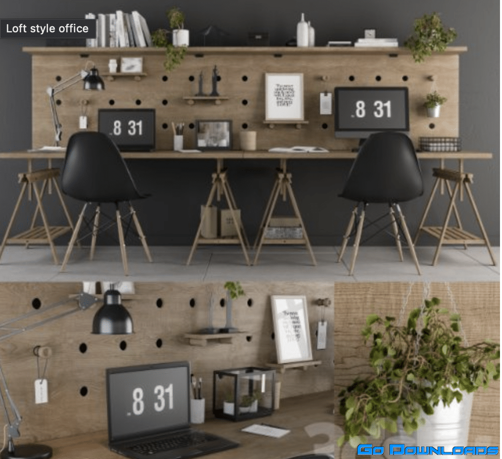 Loft style office Free Download