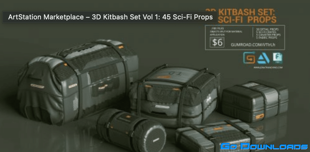 ArtStation Marketplace 3D Kitbash Set Vol 1: 45 Sci-Fi Props Free Download