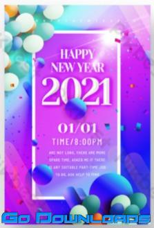 Stylish and gorgeous 2021 Happy New Year celebration template design Template PSD