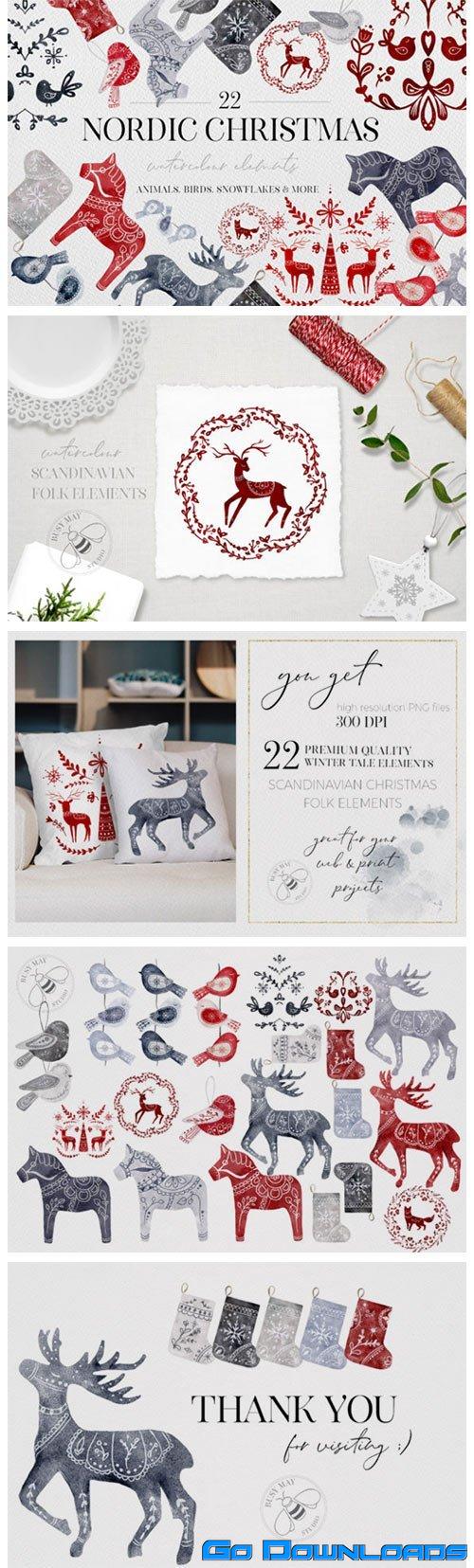 Watercolor Nordic Christmas Swedish Art 6946064 Free Download