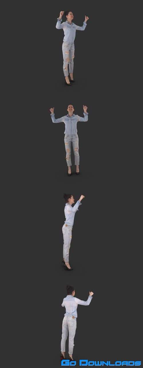 Young Fan Woman Full Body scanned 3d model Free Download