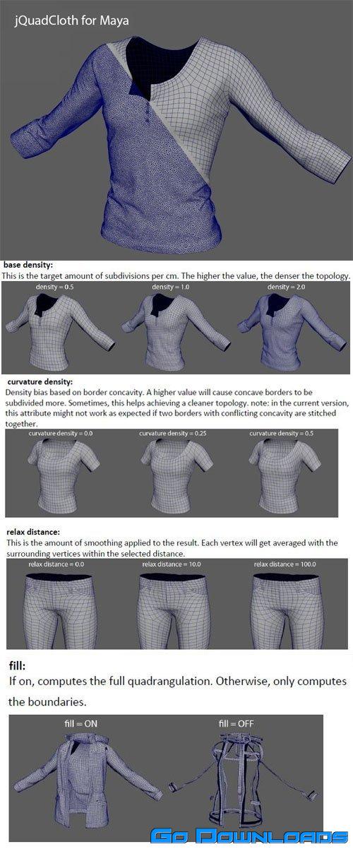 jQuadCloth v0.19 / v0.20 for Maya 2016-2020 Free Download