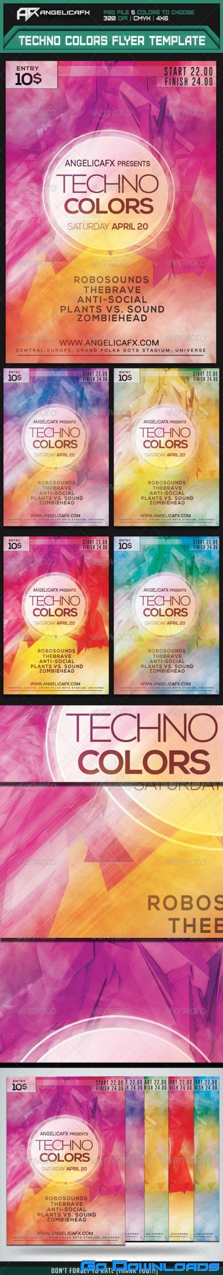 Techno Colors Flyer Template  Graphicriver 7415558