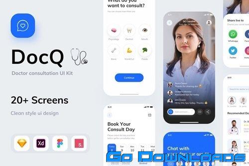 DocQ Doctor Consultation Apps UI Kit Free Download