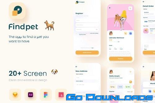 FIndPet Pet Adoption Apps UI Kit Free Download