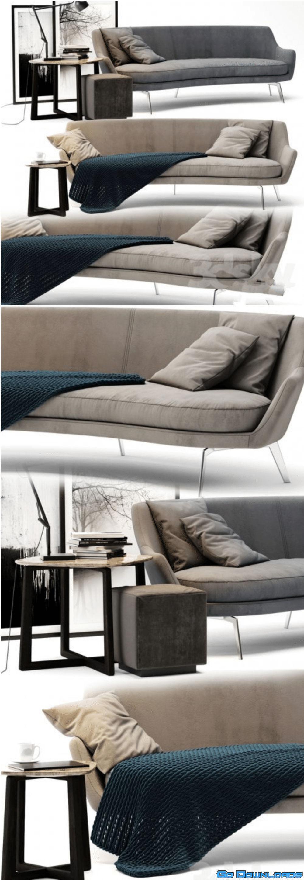 Flexform Guscio Sofa 3D model Free Download