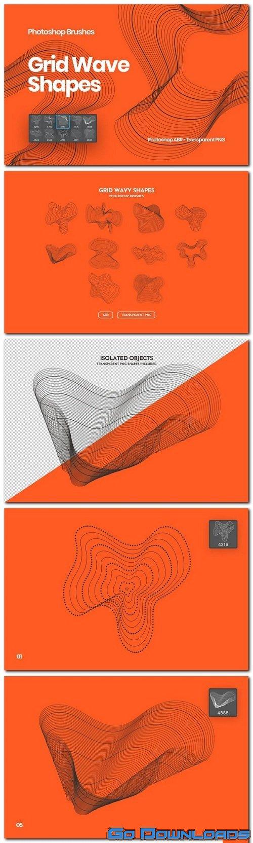 Grid Wave Shapes Photoshop Brushes Free Download