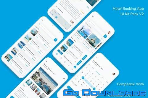 Hotel Booking App UI Kit Pack V2 Free Download