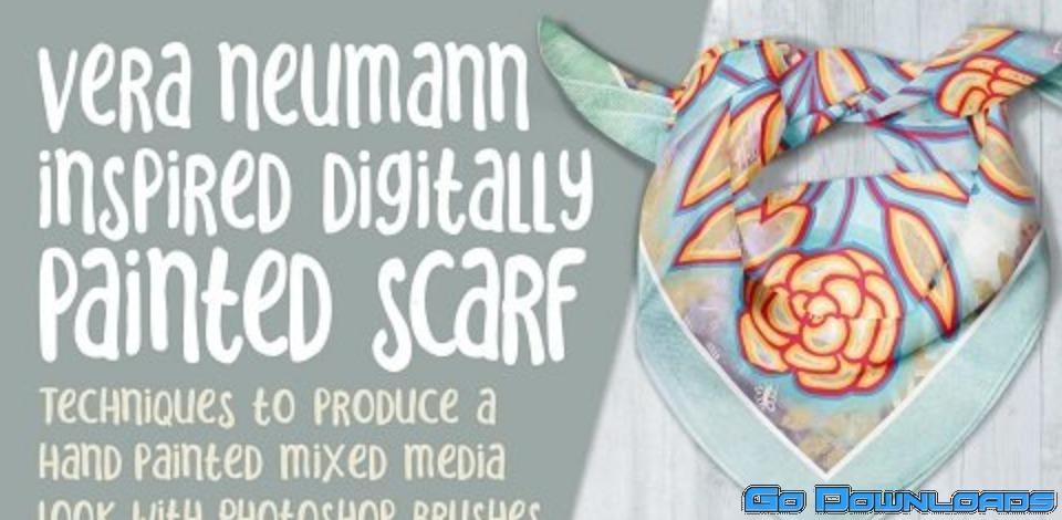 Vera Neumann Inspired Design Using Photoshop Brushes – Natural Mixed Media Painted Artwork Scarf