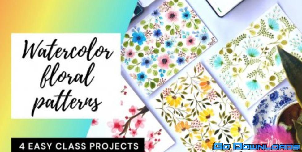 Watercolour Floral Pattern + 4 Class Projects Free Download