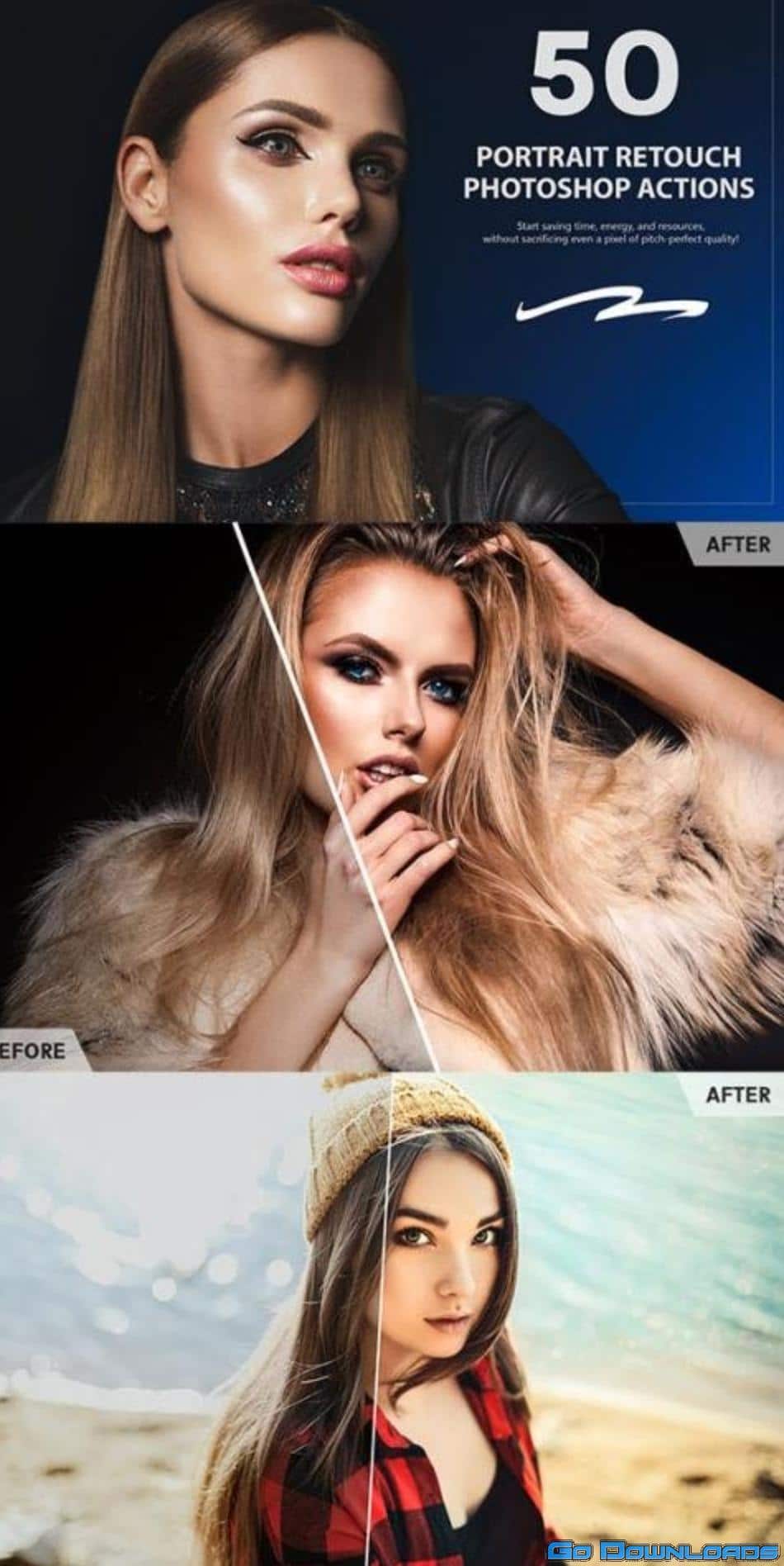 50 Portrait Retouch Photoshop Actions Free Download