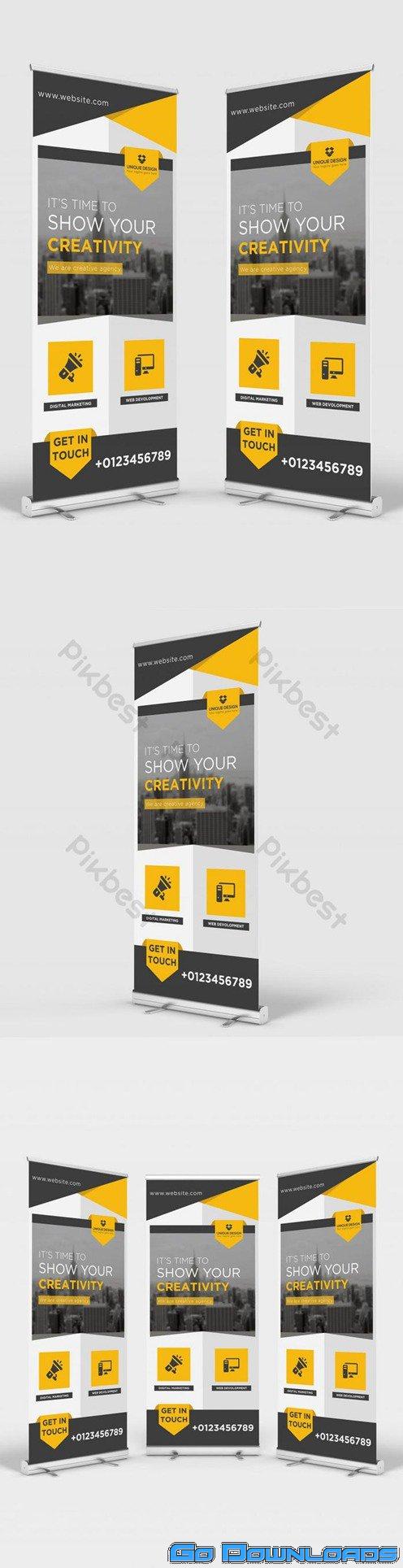 Creative Corporate Roll Up Banner 4 Template AI Free Download