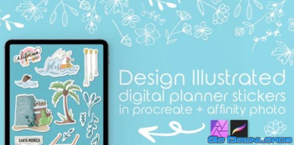 Design Illustrative Stickers in Procreate + Affinity Photo for Digital Scrapbooking and Planning