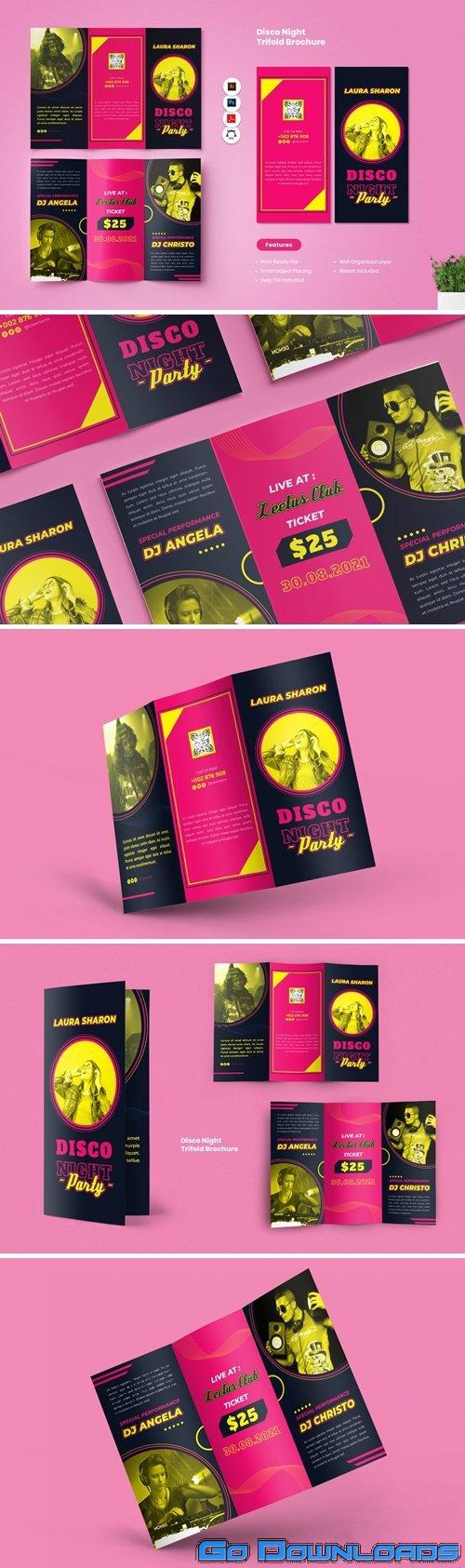 Disco Night Party Trifold Brochure Free Download