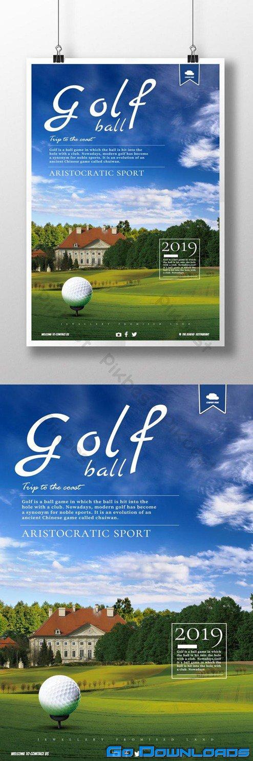 Golf aristocrats beautiful scenery posters Template PSD Free Download