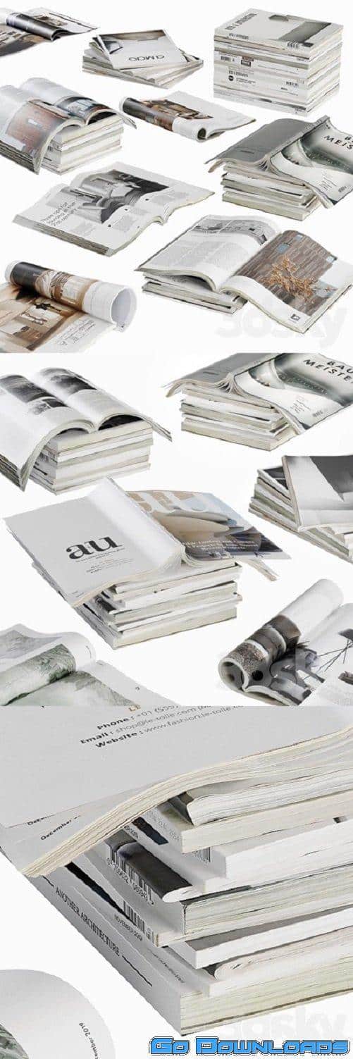 Opened magazines stack set Free Download