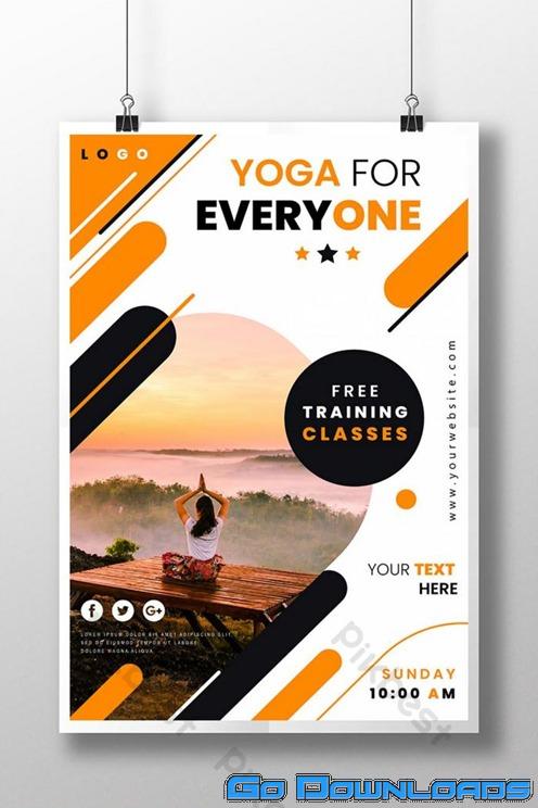 Orange Yoga Poster Template AI Free Download