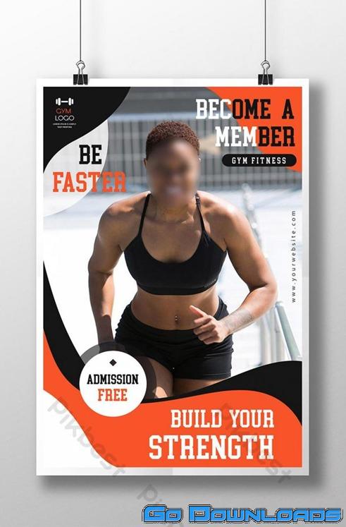 Orange and Black Gym Fitness Poster Template AI Free Download