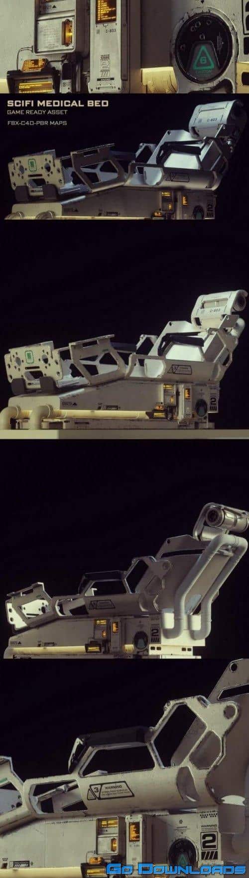 Scifi Medical Bed Game Ready 3D model Free Download